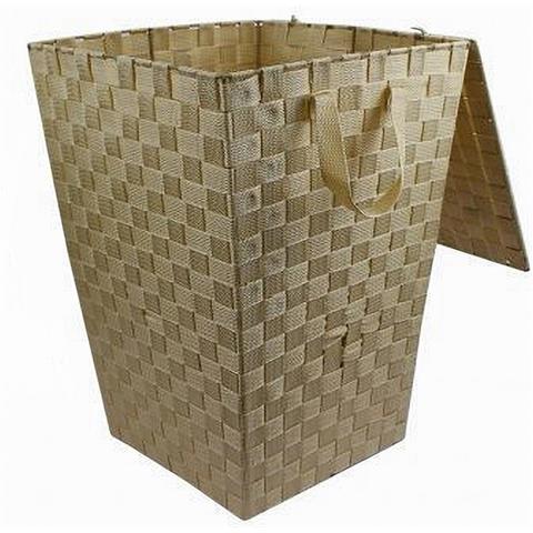 Cesto Cestino Portatutto Portaoggetti Bagno Casa Coperchio 35 X 52cm 79105 Beige - Foto 1