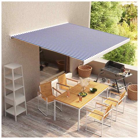 Tendone Parasole In Tela Blu E Bianco 450x300 Cm - Foto 1