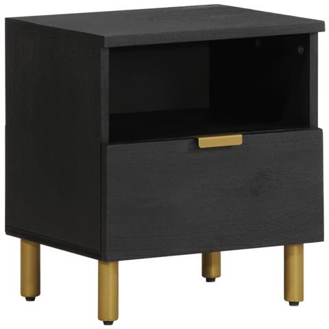 Comodino Nero 40x33x46 Cm In Legno Multistrato - Foto 1