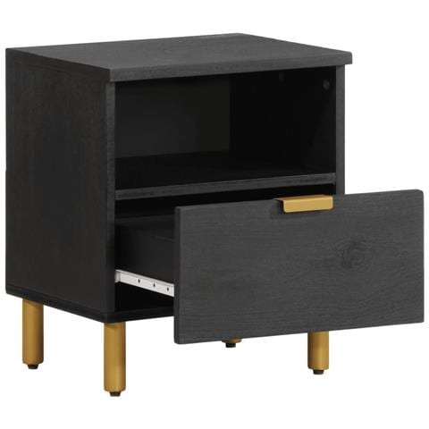 Comodino Nero 40x33x46 Cm In Legno Multistrato - Foto 2