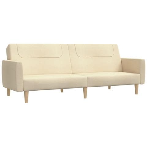 Divano Letto A 2 Posti Crema In Tessuto - Foto 1
