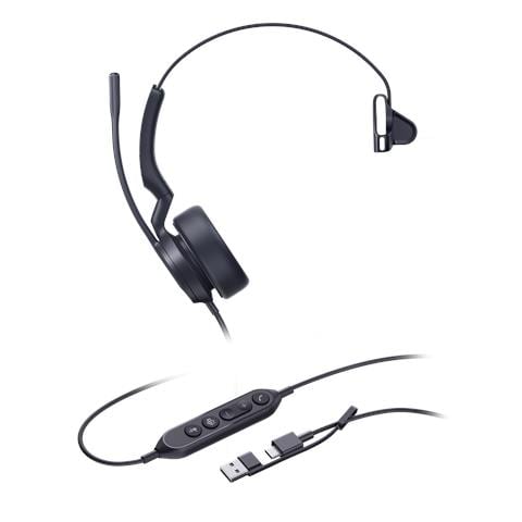 UH44 Mono Teams USB-C /A Auricolare Cablato A Padiglione Ufficio USB Type-C / USB Type-A Nero - Foto 1