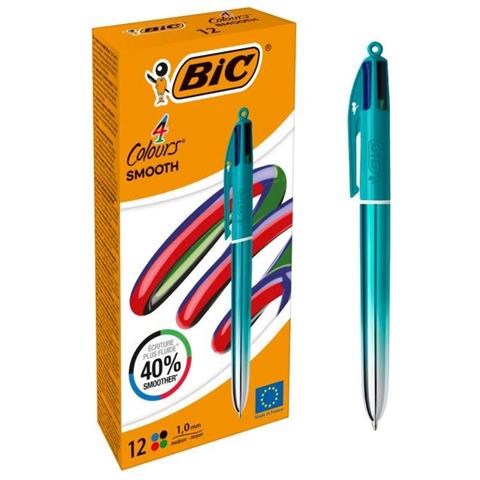 Colors Smooth Nero, Blu, Verde, Rosso Penna a sfera retrattile girevole Medio 12 pz - Foto 1