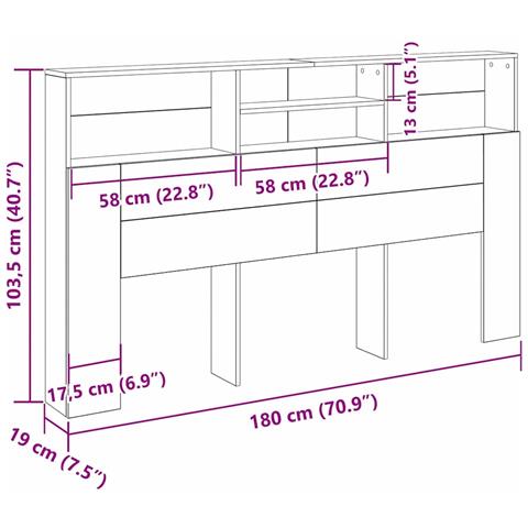 Cabina testiera Nero Rovere 180x19x103,5 cm - Foto 9