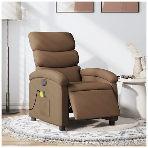 Poltrona Massaggiante Reclinabile Elettrica Marrone in Tessuto - Foto 2