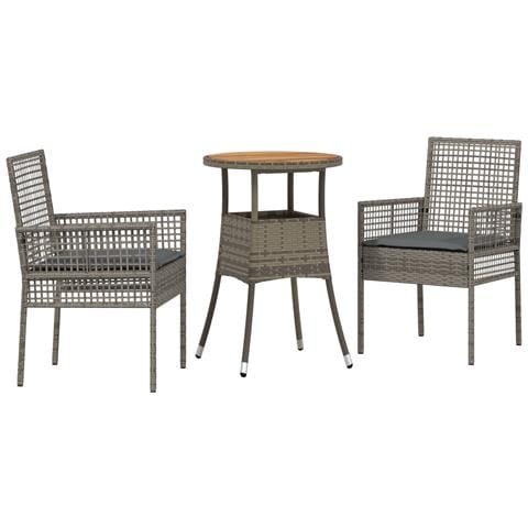 Set da pranzo da giardino a 3 pezzi Grigio in polyrattan - Foto 1