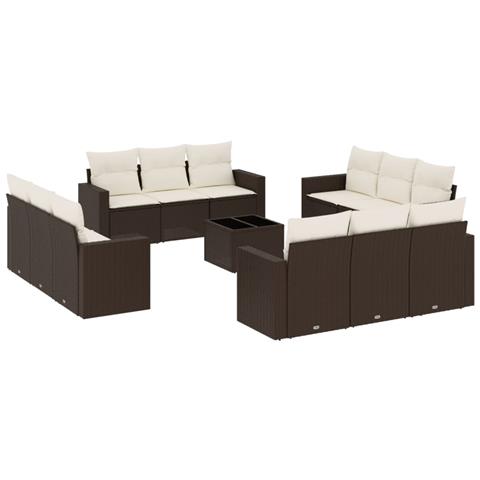 Set Divani da Giardino 13 pz con Cuscini Marrone in Polyrattan - Foto 1