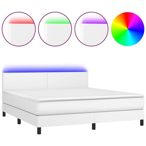 Giroletto Molle con Materasso e LED Bianco 180x200cm Similpelle - Foto 1