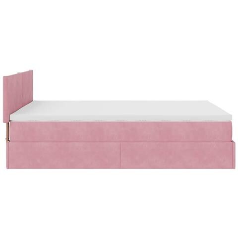 Struttura Letto Pouf con Materasso Rosa 140x190 cm in Velluto - Foto 9