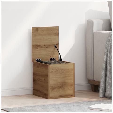 Scatola di Stoccaggio  in Rovere Artigianale 30x35x35 cm in Legno Ingegnerizzato - Foto 2