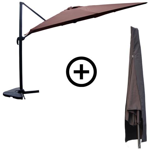 Cesare Fascio Ombrellone Rettangolare 3x4m Sbalzo Rotante Marrone Alluminio + Copertura - Foto 1