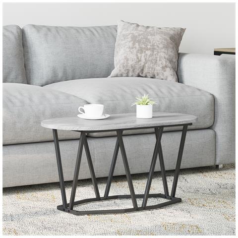 Tavolino da Caffè Grigio Sonoma - 80x40x40.5 cm, Realizzato in Legno ingegnerizzato e Metallo - Foto 2