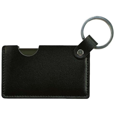 Specchietto Per Il Trucco Portatile In Pu Con Portachiavi In Acciaio Inossidabile Black - Foto 1