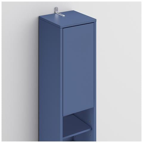 Mobile Bagno Alto Con Ripiani Regolabili E Cassetto, Blu Scuro - Foto 2