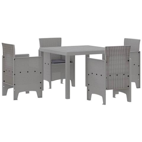 Set da Pranzo per Giardino 5 pcs Grigio chiaro Rattan Polt - Foto 1