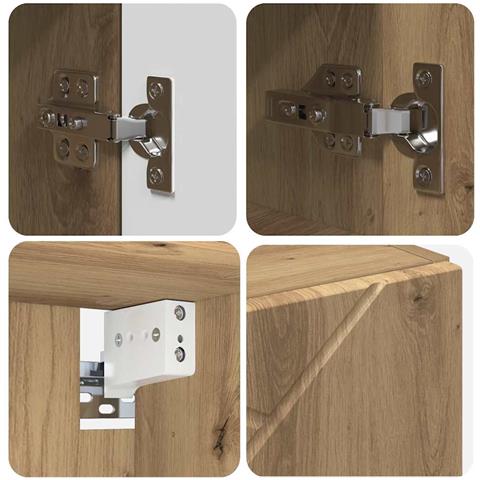 Mobiletto per specchio rovere artigianale 59 x 17 x 55 cm - Foto 9