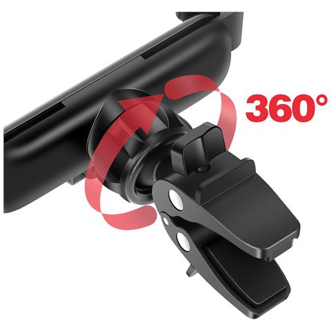 Supporto Per Auto Per Smartphone Per Bocchetta Dell'aria Blocco A Gravità Rotante A 360°, Nero - Foto 5