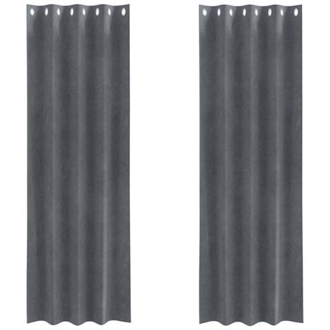 Tende con tende 2 pcs Grigio chiaro 140 x 245 cm Velluto - Foto 1