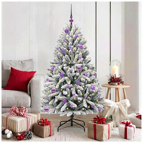 Albero di Natale artificiale con 150 LED Verde e Bianco 150 cm - Foto 2