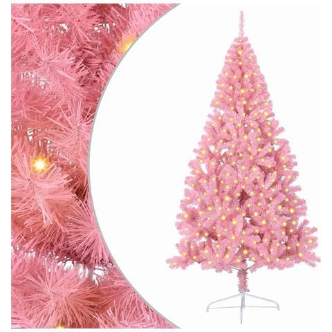 Albero di Natale artificiale con luci integrate Rosa 210 cm PVC - Foto 1