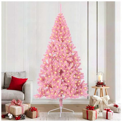 Albero di Natale artificiale con luci integrate Rosa 210 cm PVC - Foto 2