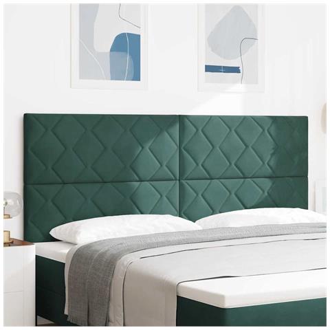 Testiera LED con testiera Verde Scuro 200 cm Pelle Sintetica - Foto 2