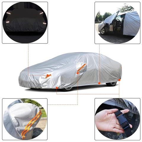 Copriauto Universale 210t In Poliestere Taffetà - Grigio, Impermeabile, Antipolvere, Parasole  M - Foto 5