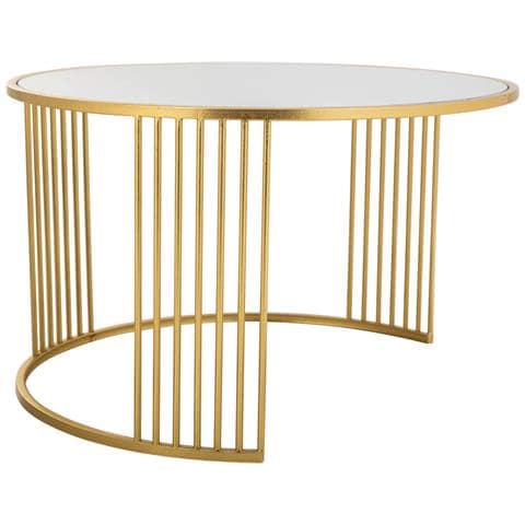 Tavolino Rotondo In Metallo Dorato 80x80x48 - Foto 1