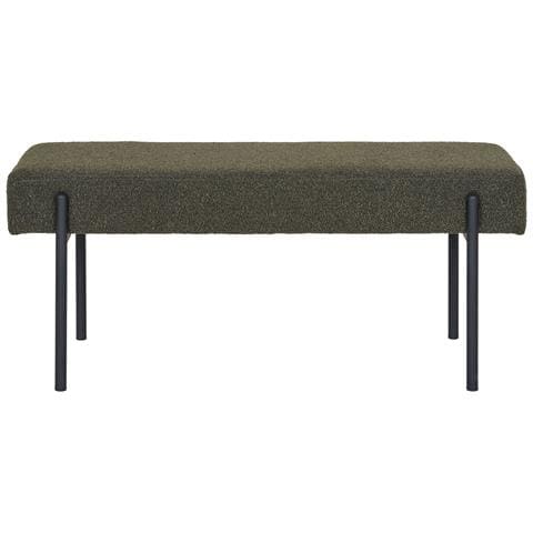 Panca Swindon In Bouclé Verde Scuro Con Gambe Nere — 100×36×42,5 Cm - Foto 1