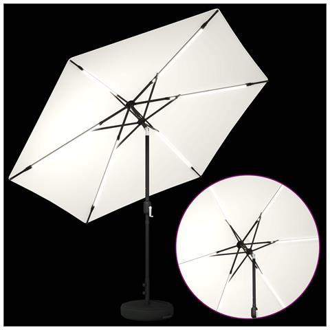 Parasol da Giardino con Luci LED 300 x 300 cm Poliestere Crema - Foto 8