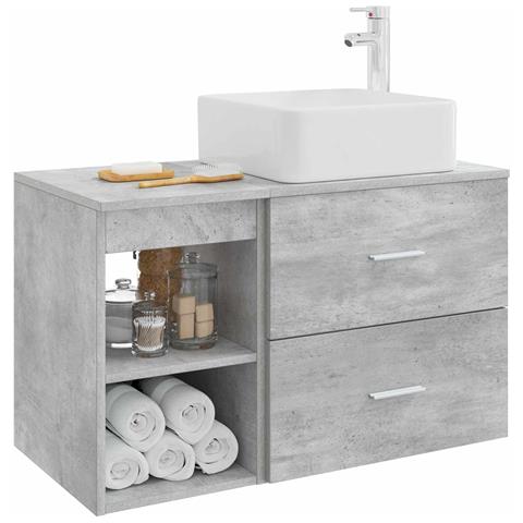 Set di mobili per il bagno 2 pcs Grigio Cemento - Foto 2