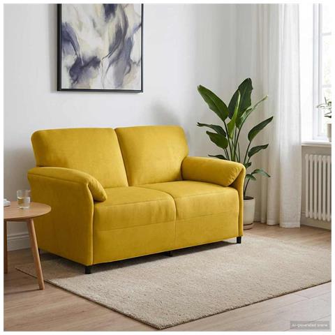 Divano a 2 Posti Giallo 158 x 83 x 95 cm Velluto - Foto 2