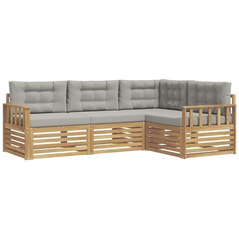 Set di divani da esterno 5 pcs Bianco e Grigio Chiaro - Foto 1