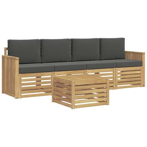 Set di divani da esterno 5 pcs Bianco e Antracite Poliestere - Foto 1