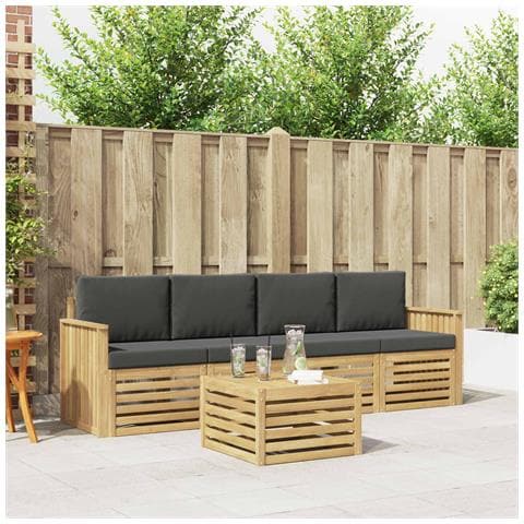 Set di divani da esterno 5 pcs Bianco e Antracite Poliestere - Foto 2