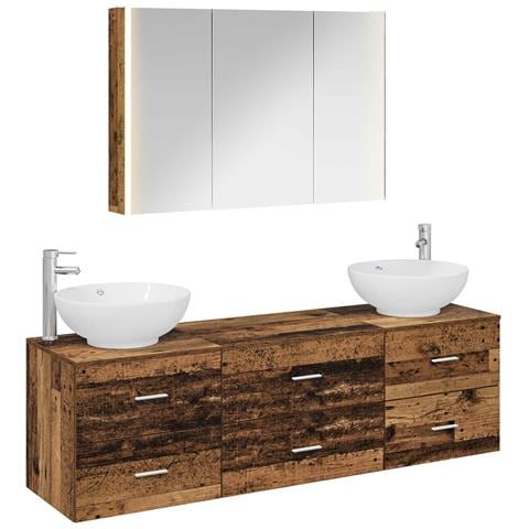 Set di mobili per il bagno 4 pcs Legno antico - Foto 1