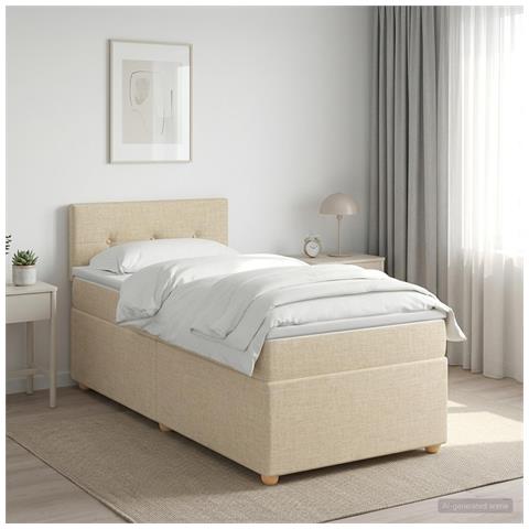 Letto box spring con materasso Crema 80 x 200 cm Tessuto - Foto 2