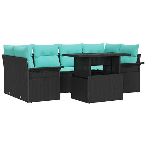 Set Divano da Giardino 7 pz Nero - Foto 1