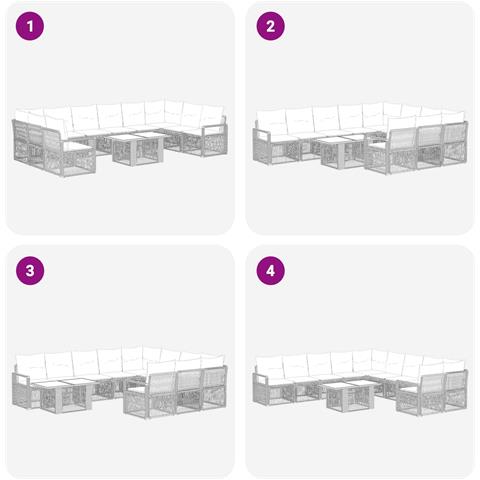 Set Divano da Giardino 11 pz Grigio e Grigio Scuro polyrattan - Foto 2