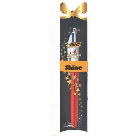1 Penna A Sfera Bic 4 Colori Shine Christmas Red Multicolore Punta 1 Mm - Foto 1