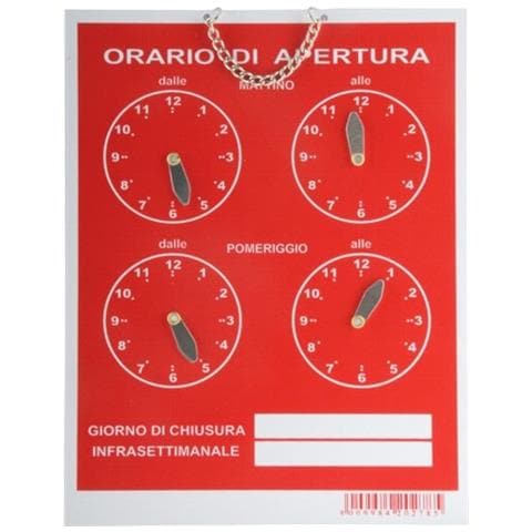 Cartello Orario 4 Orologi Tempopol Blu Cm 16x21 - Foto 2