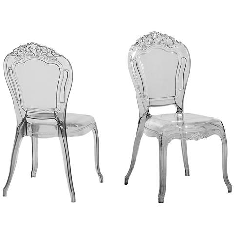 Set Di 2 Sedie Da Pranzo In Plastica Nera Trasparente Vermont - Foto 1