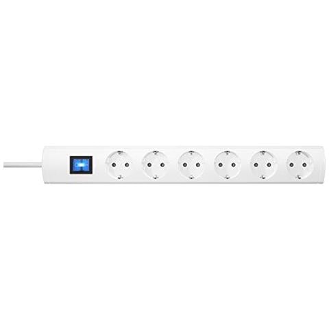 UNOversal Inoltre 232802005 - ciabatta elettrica a 6 Prese, 1.4 m, con Interruttore e grande DISTANZA, multipresa avvitabile con Protezione da contatto chat, presa multipla per interni, Colore: Bianco - Foto 1