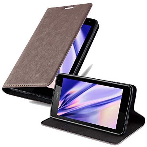 Custodia Compatibile Con Nokia Lumia 535 In Bruno Caffè - Coperchio Protettiva Con Chiusura Magnetica, Funzione Stand E Tasca Per Le Carte - Foto 1