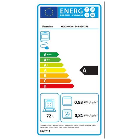 ELECTROLUX - Forno Elettrico da Incasso Serie 300 KOIGH00W Capacità 72 L  Multifunzione Ventilato Potenza 2790 W Colore Bianco - ePRICE