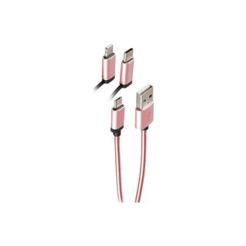 Bs14-50074 Usb Kabel 1 M Usb 2.0 Usb A Usb C / micro-usb B / lightning Rosgold (bs14-50074)  - Foto 1