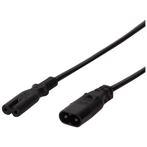 2m, IEC 60320-C8 / IEC 60320-C7, Maschio / femmina, C8 coupler, C7 coupler, Dritto, Dritto, Nero - Foto 1