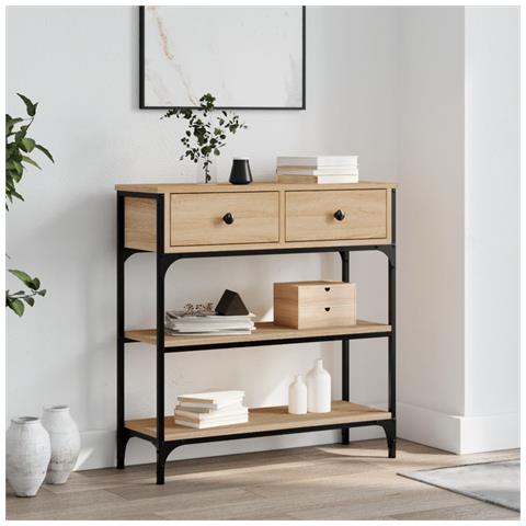 Tavolino Consolle Rovere Sonoma 72,5x25x75cm Legno Multistrato - Foto 6