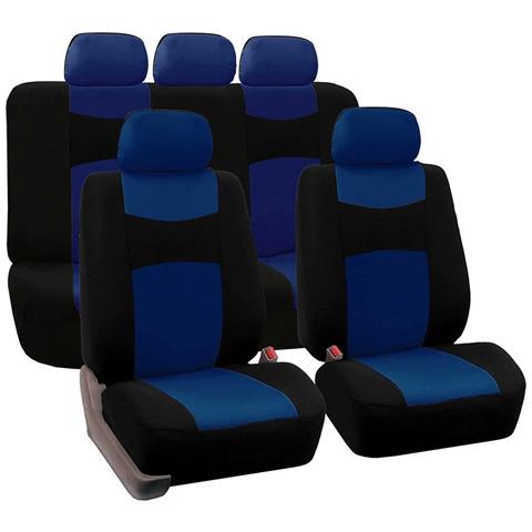 Kit Coprisedili Mod. A18 Per Auto Universale Con Copri Cintura E Volante Inclusi Completo Per Anteriori E Posteriori, Colore Blue Scuro - Foto 1