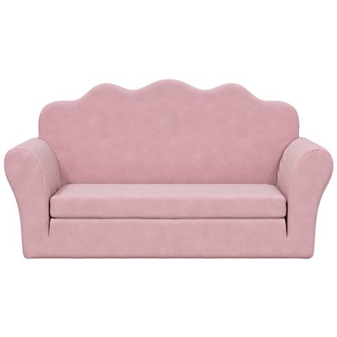 Divano Letto Per Bambini A 2 Posti Rosa In Morbido Peluche - Foto 3
